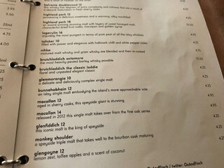 whis­ky­kar­te im ox and finch in glas­gow