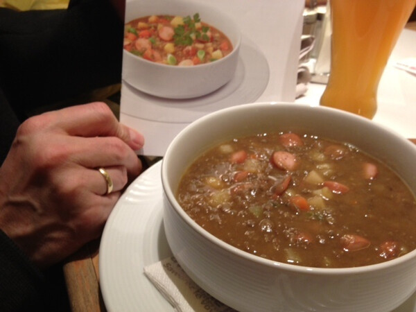 linsensuppe. original und werbung