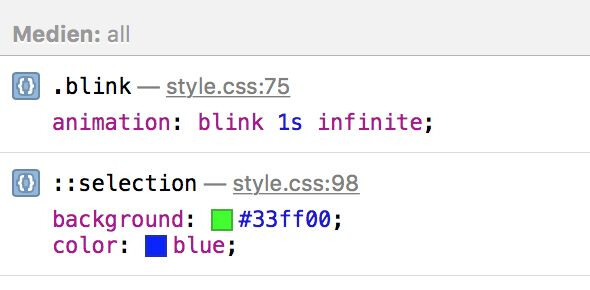 hat&shy;te ich gar nicht mit&shy;be&shy;kom&shy;men, aber der <blink>-tag hat sich wie&shy;der in HTML/CSS ge&shy;schli&shy;chen! (hier &hellip;