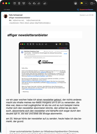 screenshot einer mail die mit dem genannten CSS von rss2mail versandt wurde