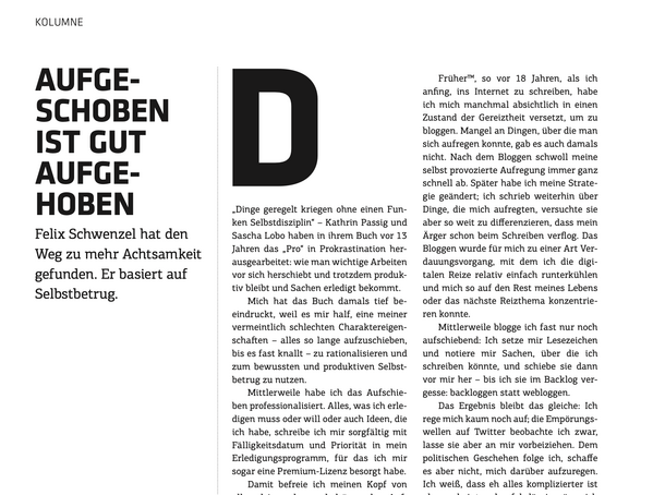 Aufgeschoben ist gut aufgehoben (t3n 62)