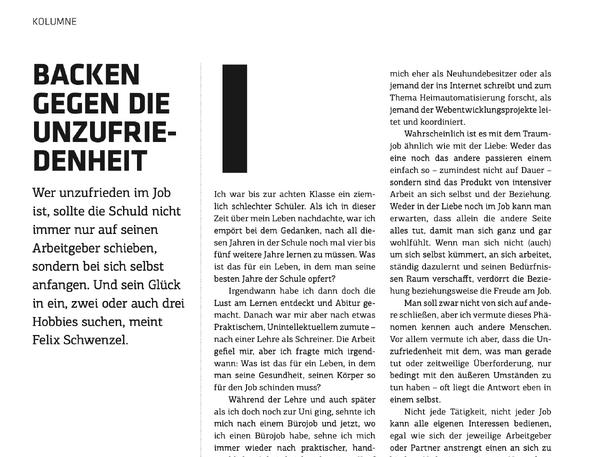 Backen gegen die Unzufriedenheit (t3n 59)