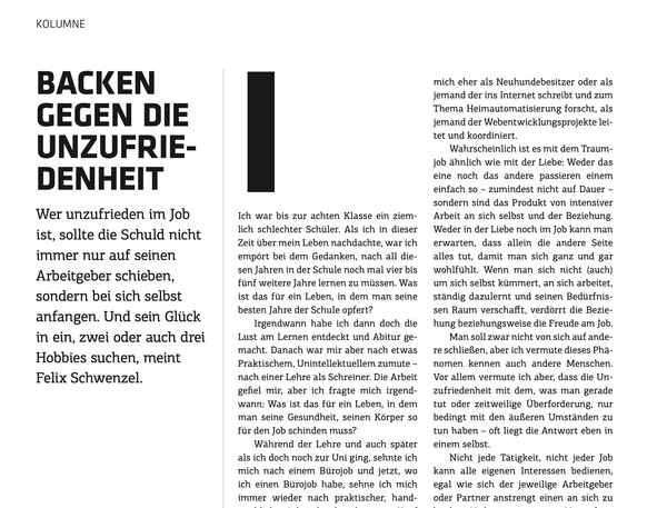 Backen gegen die Unzufriedenheit (t3n 59)