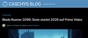 screenshot von stadt-bremerhaven.de mit der überschrift „Blade Runner 2026: Serie startet 2099 auf Prime Video“