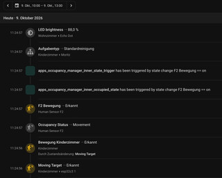 screenshot des home assistant activity logs