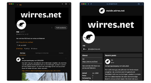 screenshots der mastodon webclients elk.zone (links) und gotosocial (rechts). elk.zone sieht sehr geschliffen aus, gotosocial OK.