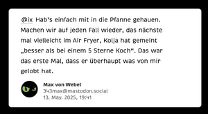 screenshot eines tröts von max von w. wie er mit css im browser gerendert wird
