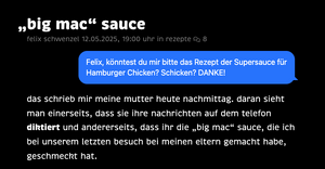 screenshot eines artikel-anfangs auf wirres.net mit einem blockquote, das mit css wie eine imessage gestylt ist