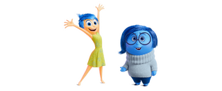 bild der beiden pixar figuren sadness und joy aus pixars film &bdquo;inside out&ldquo;