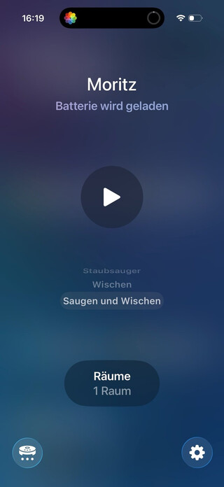 screenshot aus der home.app, der unseren neu hinzugefügten matter staubsauger zeigt