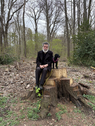 frida und ich auf einem baumstumpf