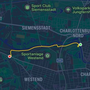 aufzeichnung der apple watch unserer tour an der spree gegenüber der siemansstadt heute früh