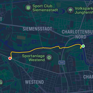 aufzeichnung der apple watch unserer tour an der spree gegenüber der siemansstadt heute früh
