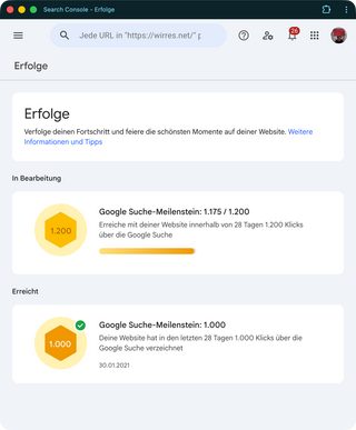 csreenshot aus den google webmaster tools, der zeigt dass ich zuletzt 2021 um die 1000 klicks aus der google suche auf wirres.net bekommen habe &mdash; und jetzt wieder, f&uuml;nf jahre sp&auml;ter.