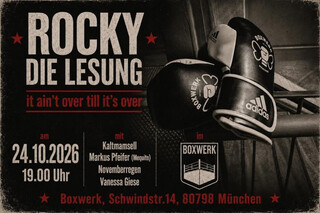 flyer für die bloglesung „rocky“ am 24.10.2026 in münchen