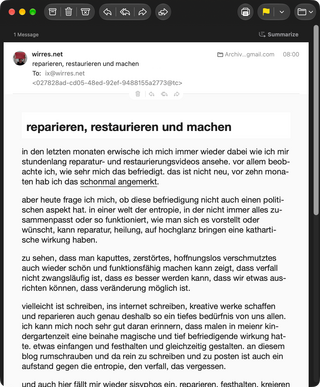 screenshot einer rss2mail-email die ich von meinem heimserver für jeden neuen rss-eintrag versende. bis jetzt nur an mich und meine mutter.