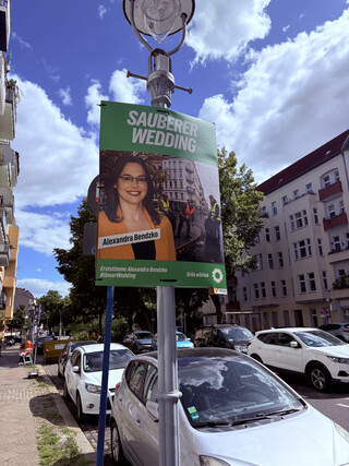 wahlplakat von alexandra bendzko für die abgeordnetenhauswahl 2026 mit der aufschrift: „sauberer wedding“