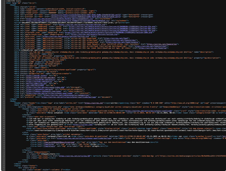 screenshot des quellcodes dieses artikels