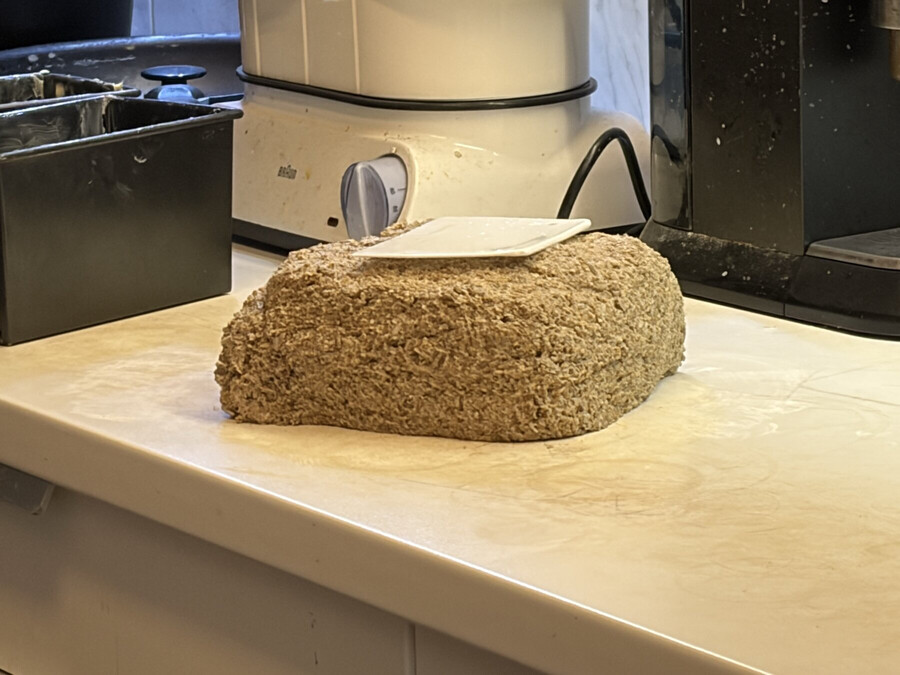 foto des fertigen teig beim 30 minütigen ruhen