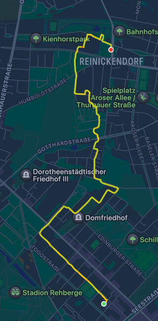 screenshot der apple watch aufzeichnung unseres spaziergangs heute vom wedding zum paracelsus-bad (ca. 5 km)