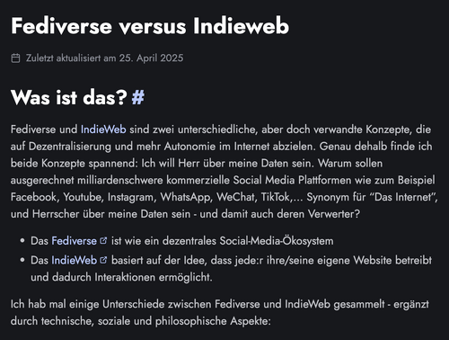 Fediverse versus Indieweb
