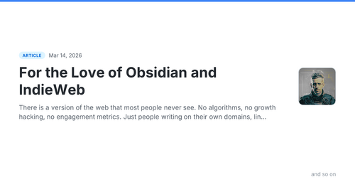 For the Love of Obsidian and IndieWeb