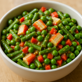 erbsen und bohnen salat mit surimi