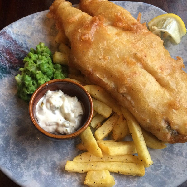 best fish and chips yet @ the ca&shy;ber&shy;feidh in loch&shy;in&shy;ver.