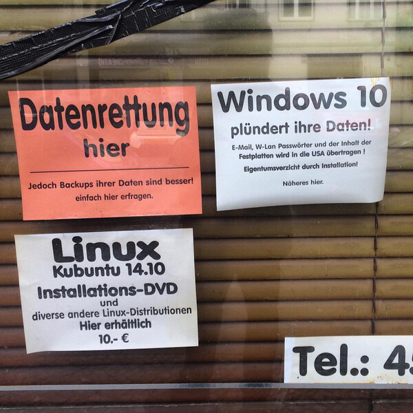 &bdquo;Win&shy;dows 10 pl&uuml;n&shy;dert Ihre Da&shy;ten!&ldquo; &bdquo;Da&shy;ten&shy;ret&shy;tung hier&ldquo; #fud