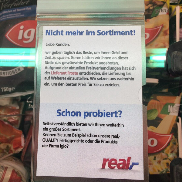 mein frosta&shy;dea&shy;ler meint @fros&shy;ta_de sei zu teu&shy;er. scha&shy;de. ah, hin&shy;ter&shy;gr&uuml;n&shy;de: @di&shy;plix Oder an&shy;ders&shy;rum: &hellip;